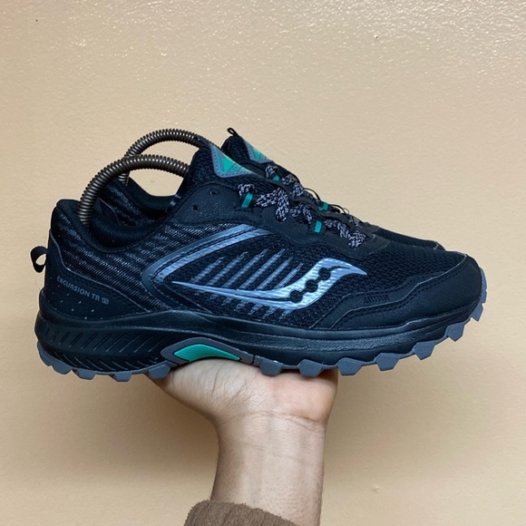 Saucony Excursion TR 15 Trail Running Sneakers “Black Gray Emerald Green” - Picture 1 of 17